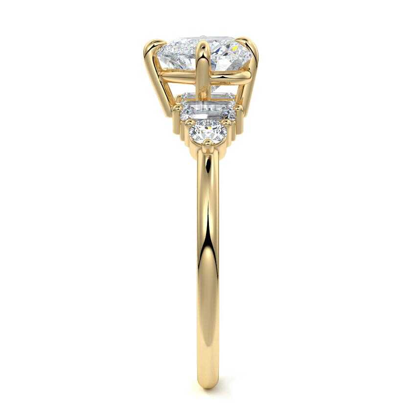 Esmeray - Heart Yellow Gold Engagement Ring Side View | Nura Lab