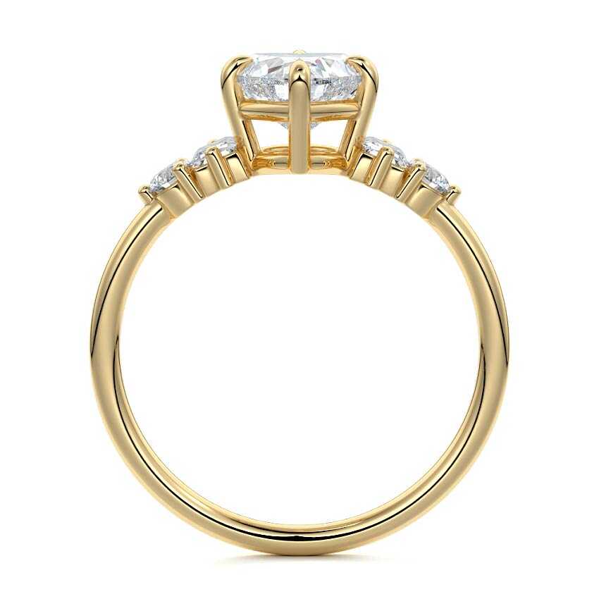 Esmeray - Heart Yellow Gold Engagement Ring Profile View | Nura Lab