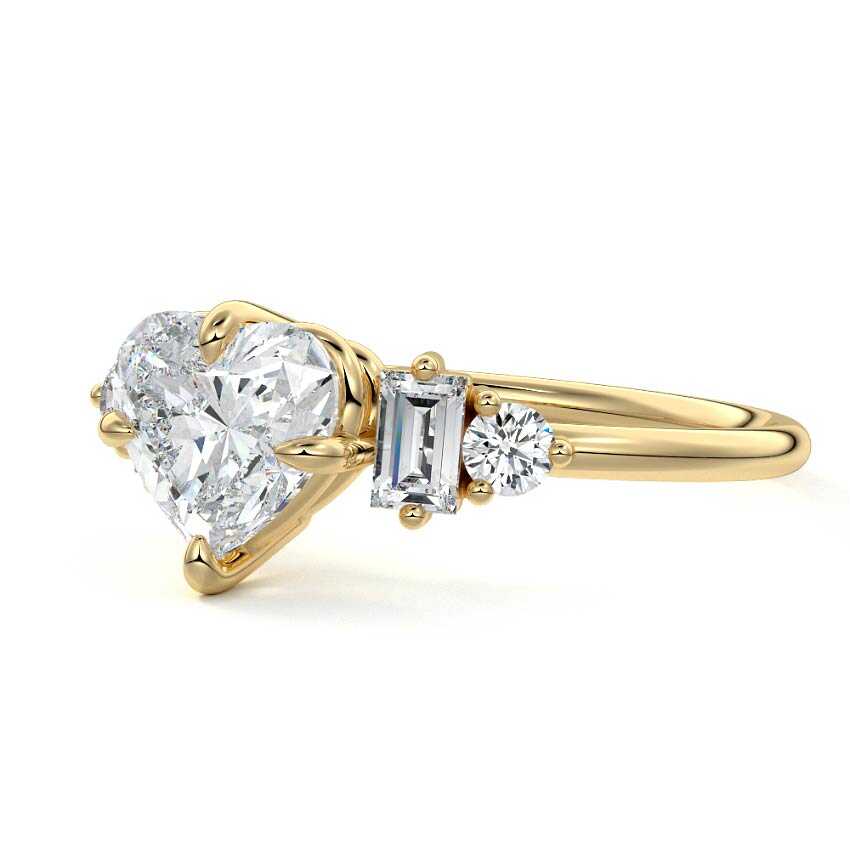 Esmeray - Heart Yellow Gold Engagement Ring Detail View | Nura Lab