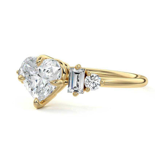 Esmeray - Heart Yellow Gold Engagement Ring Detail View | Nura Lab