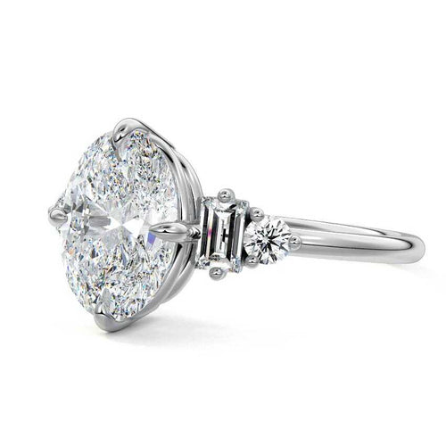 Esmeray - Oval White Gold Lab Grown Diamond Engagement Ring | Nura Lab