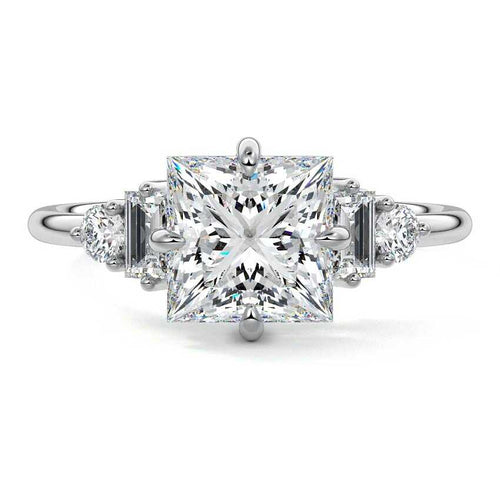 Esmeray princess multi-stone lab grown diamond engagement ring in white gold