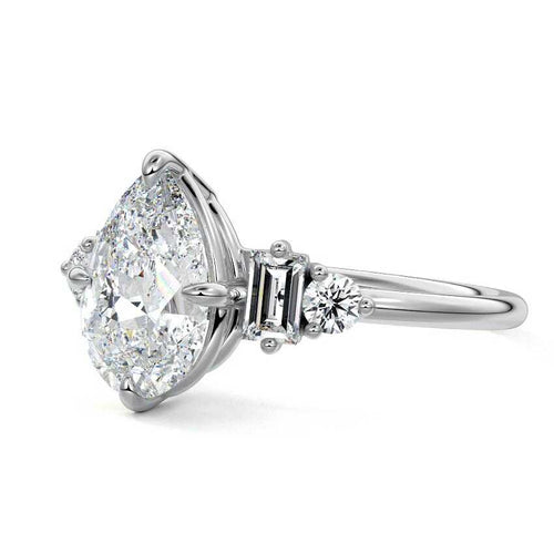 Esmeray - Pear Platinum Lab Grown Diamond Engagement Ring | Nura Lab