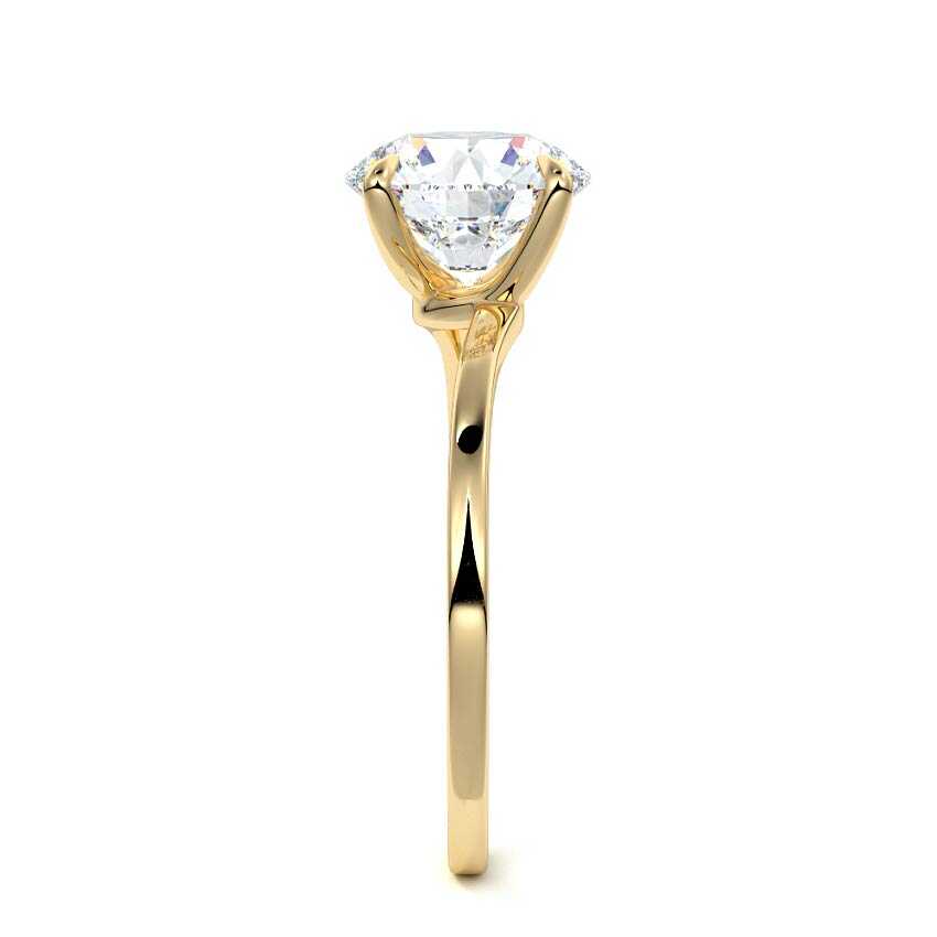 Fani - Round Yellow Gold Engagement Ring Side View | Nura Lab