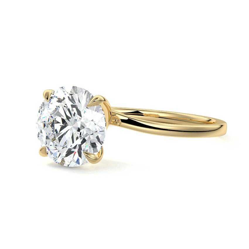 Fani - Round Yellow Gold Engagement Ring Detail View | Nura Lab