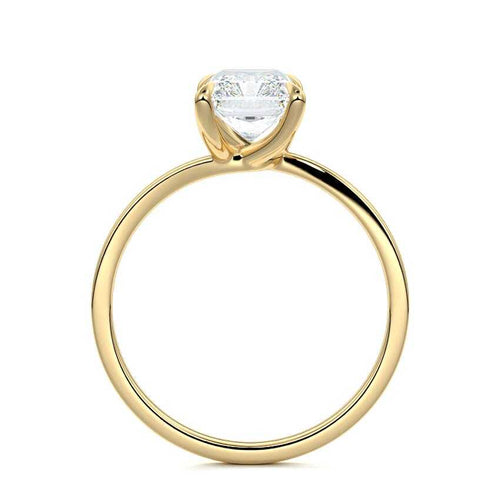 Fani - Radiant Yellow Gold Engagement Ring Profile View | Nura Lab