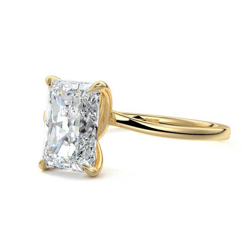 Fani - Radiant Yellow Gold Engagement Ring Detail View | Nura Lab