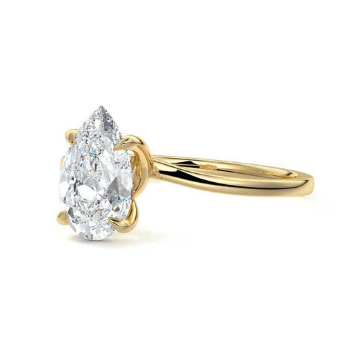 Fani - Pear Yellow Gold Engagement Ring Detail View | Nura Lab