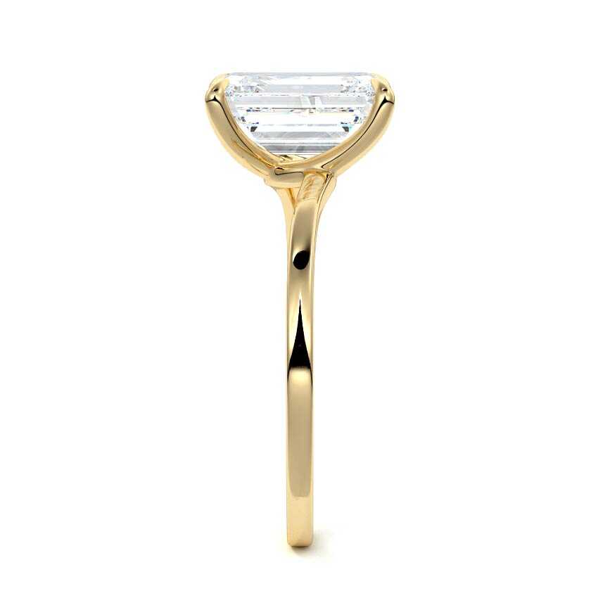 Fani - Emerald Cut Yellow Gold Engagement Ring Side View | Nura Lab