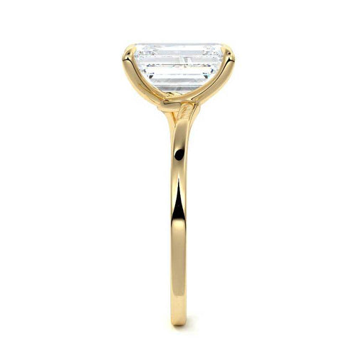 Fani - Emerald Cut Yellow Gold Engagement Ring Side View | Nura Lab