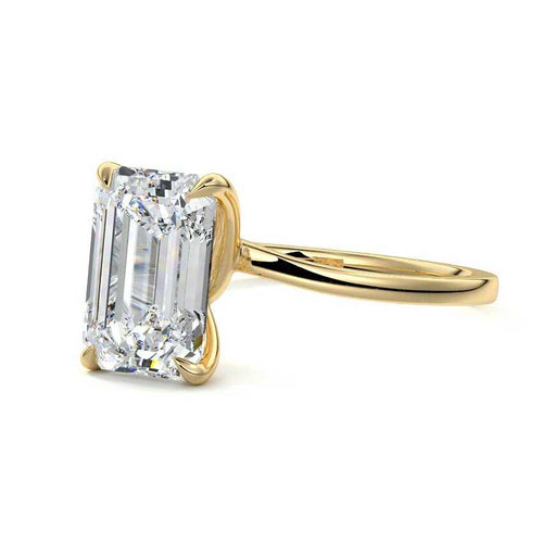 Fani - Emerald Cut Yellow Gold Engagement Ring Detail View | Nura Lab