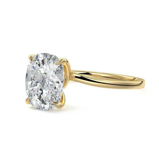 Fani cushion solitaire lab grown diamond engagement ring in yellow gold