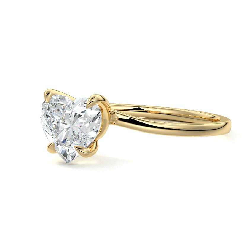 Fani - Heart Yellow Gold Engagement Ring Detail View | Nura Lab