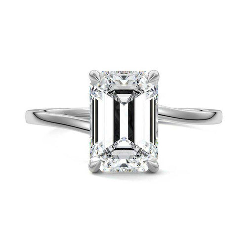 Fani - Emerald Cut White Gold Lab Grown Diamond Engagement Ring | Nura Lab
