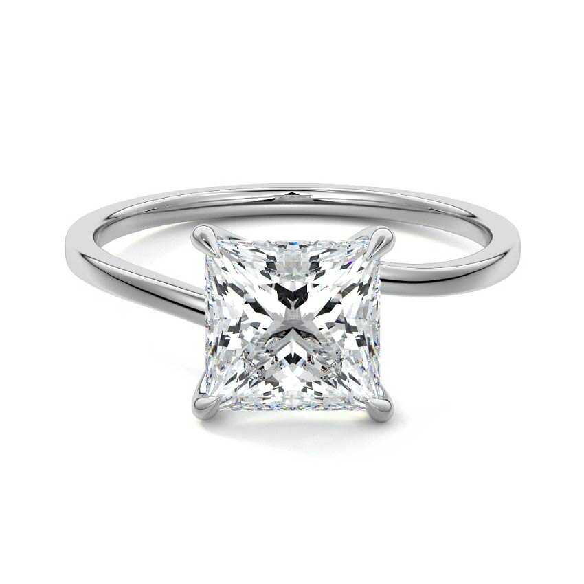 Fani princess solitaire lab grown diamond engagement ring in white gold