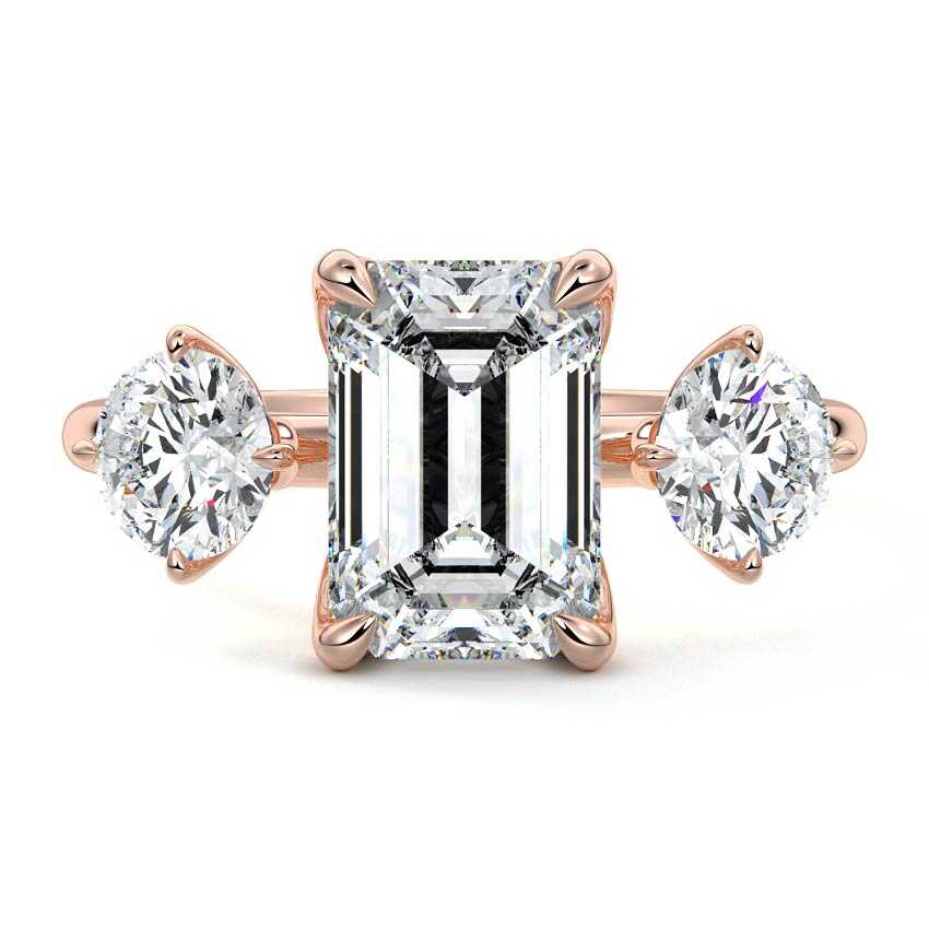 Faye - Emerald Cut Rose Gold Lab Grown Diamond Engagement Ring | Nura Lab
