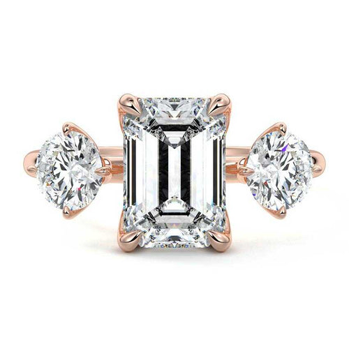 Faye - Emerald Cut Rose Gold Lab Grown Diamond Engagement Ring | Nura Lab
