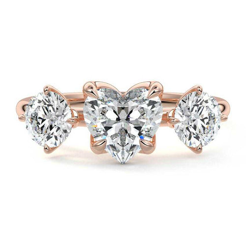 Faye - Heart Rose Gold Lab Grown Diamond Engagement Ring | Nura Lab