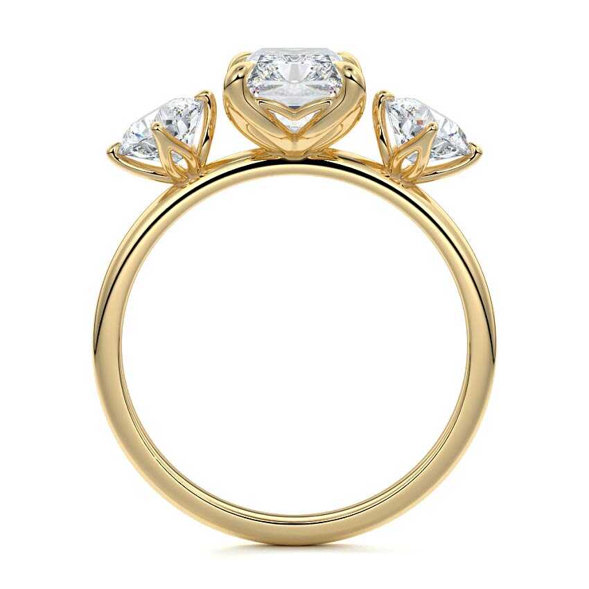 Faye - Radiant Yellow Gold Engagement Ring Side View | Nura Lab