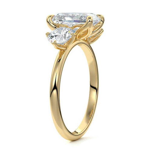 Faye - Radiant Yellow Gold Engagement Ring Profile View | Nura Lab