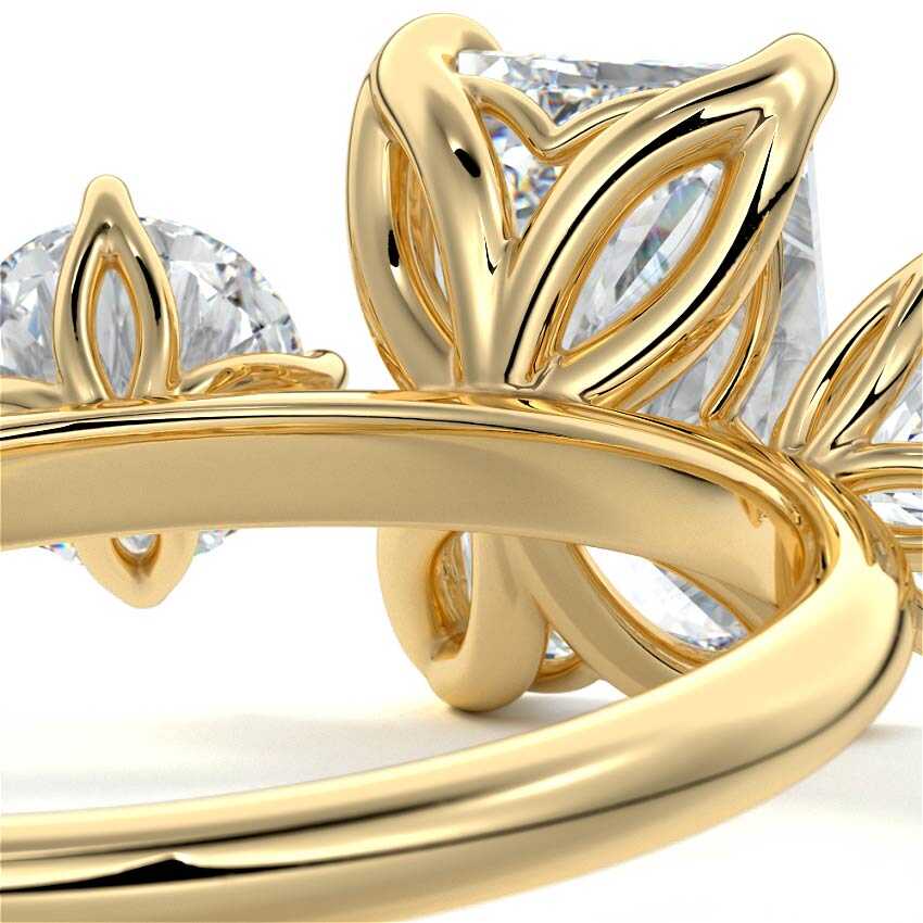Faye - Radiant Yellow Gold Engagement Ring Detail View | Nura Lab