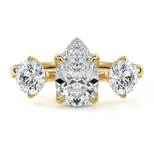 Faye - Pear Yellow Gold Lab Grown Diamond Engagement Ring | Nura Lab