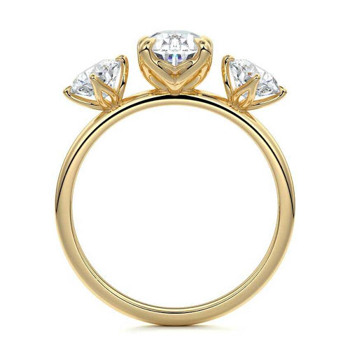 Faye - Pear Yellow Gold Engagement Ring Side View | Nura Lab