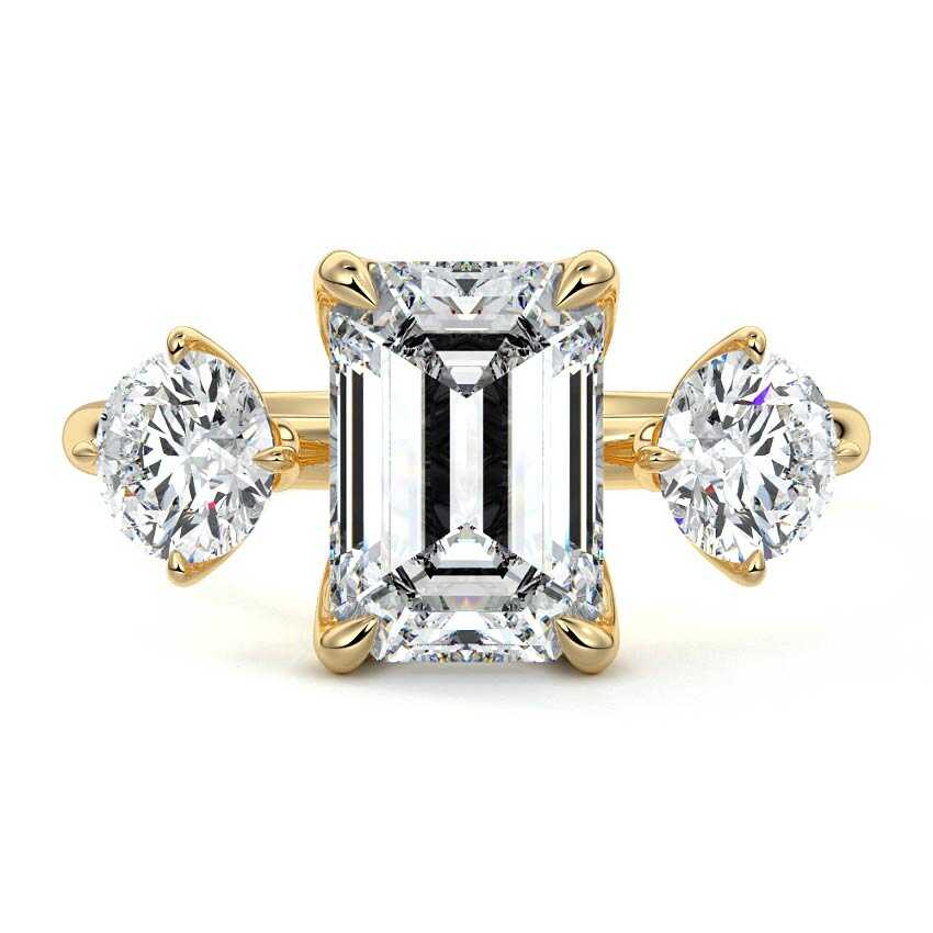 Faye - Emerald Cut Yellow Gold Lab Grown Diamond Engagement Ring | Nura Lab