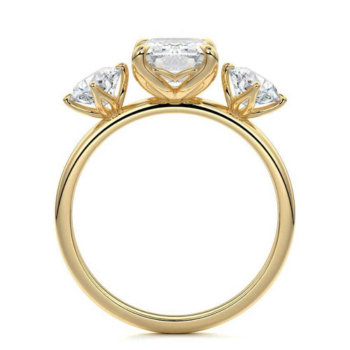 Faye - Emerald Cut Yellow Gold Engagement Ring Side View | Nura Lab