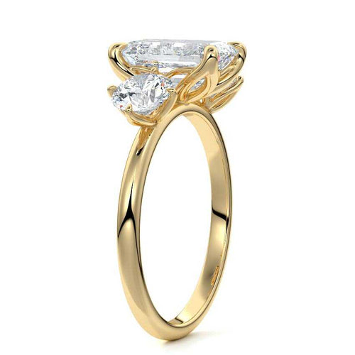 Faye - Emerald Cut Yellow Gold Engagement Ring Profile View | Nura Lab