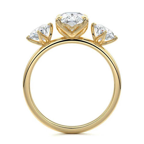 Faye - Cushion Yellow Gold Engagement Ring Side View | Nura Lab