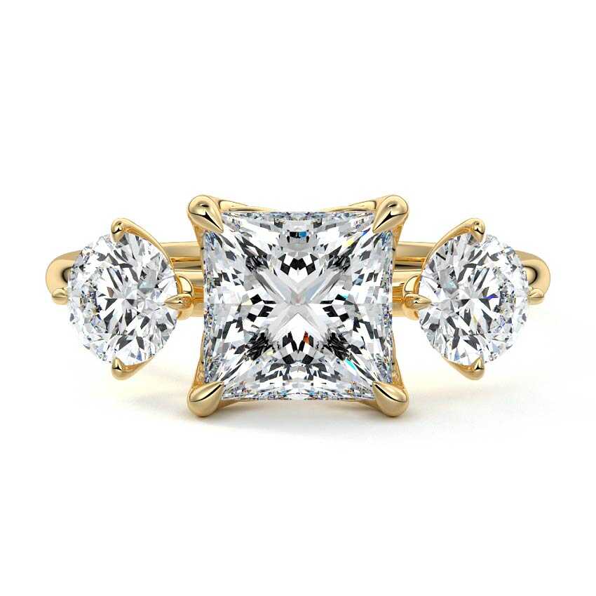 Faye - Princess Yellow Gold Lab Grown Diamond Engagement Ring | Nura Lab