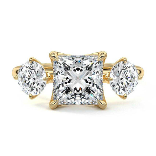 Faye - Princess Yellow Gold Lab Grown Diamond Engagement Ring | Nura Lab