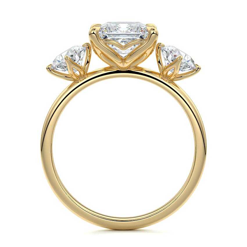 Faye - Princess Yellow Gold Engagement Ring Side View | Nura Lab