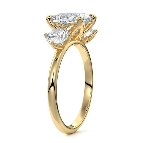 Faye - Princess Yellow Gold Engagement Ring Profile View | Nura Lab