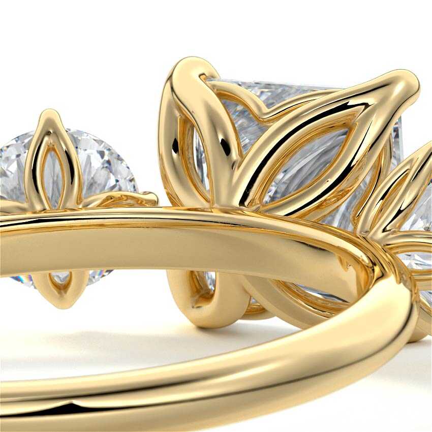 Faye - Princess Yellow Gold Engagement Ring Detail View | Nura Lab