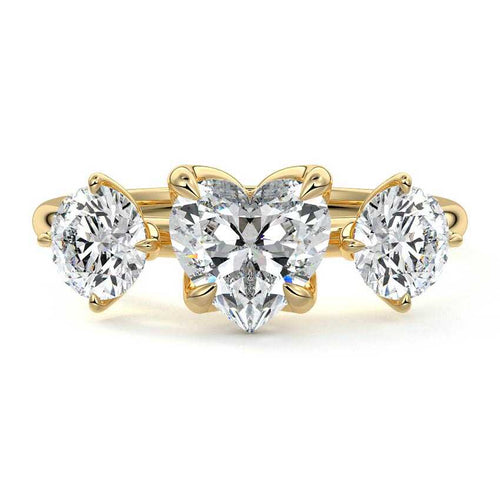 Faye - Heart Yellow Gold Lab Grown Diamond Engagement Ring | Nura Lab