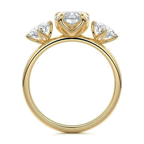 Faye - Heart Yellow Gold Engagement Ring Side View | Nura Lab
