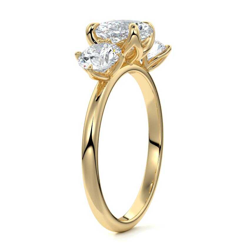 Faye - Heart Yellow Gold Engagement Ring Profile View | Nura Lab