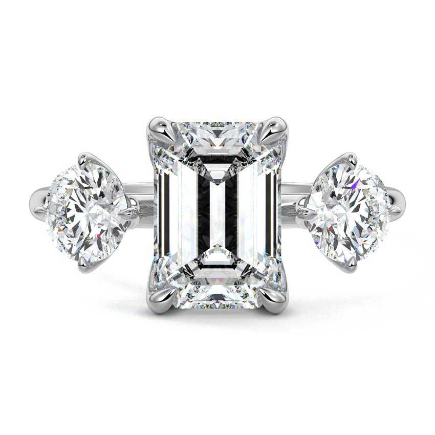 Faye - Emerald Cut White Gold Lab Grown Diamond Engagement Ring | Nura Lab