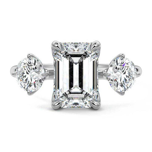 Faye - Emerald Cut White Gold Lab Grown Diamond Engagement Ring | Nura Lab