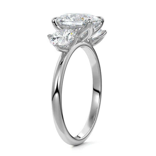 Faye cushion three-stone lab grown diamond engagement ring in white gold