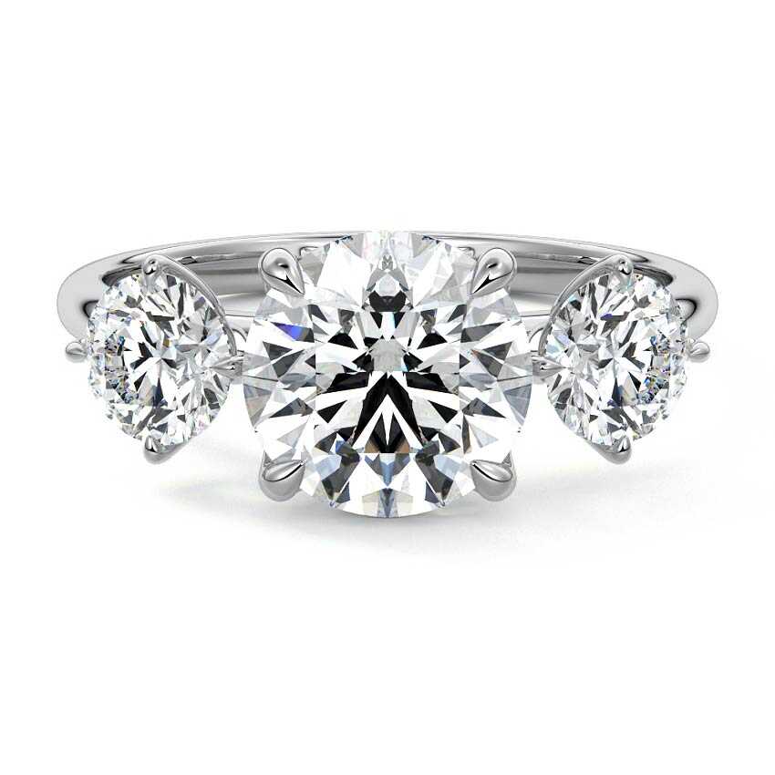 Faye round three-stone lab grown diamond engagement ring in platinum