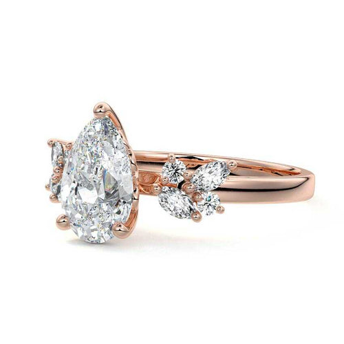 Fiorella - Pear Rose Gold Lab Grown Diamond Engagement Ring | Nura Lab