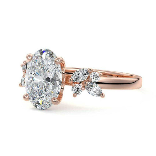 Fiorella - Oval Rose Gold Lab Grown Diamond Engagement Ring | Nura Lab