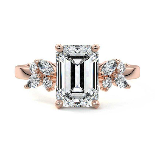 Fiorella - Emerald Cut Rose Gold Lab Grown Diamond Engagement Ring | Nura Lab