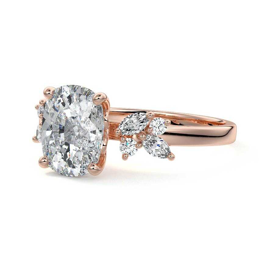 Fiorella - Cushion Rose Gold Lab Grown Diamond Engagement Ring | Nura Lab