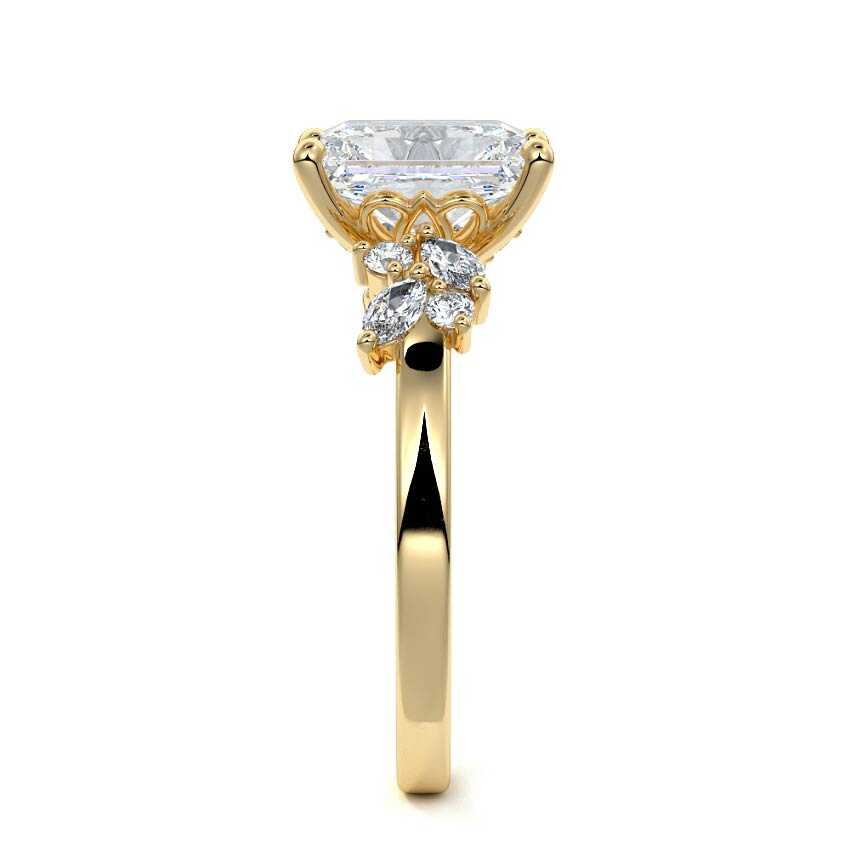 Fiorella - Radiant Yellow Gold Engagement Ring Side View | Nura Lab