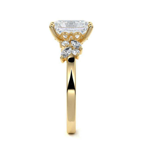 Fiorella - Radiant Yellow Gold Engagement Ring Side View | Nura Lab