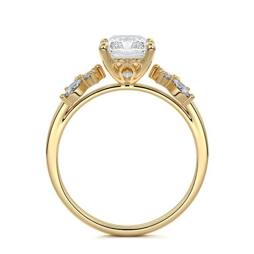 Fiorella - Radiant Yellow Gold Engagement Ring Profile View | Nura Lab